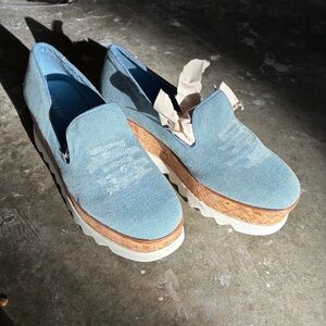BAMBOO Light Blue Platform Loafers